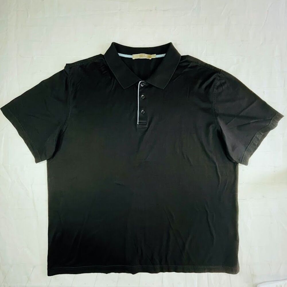 Raffi Polo Shirt Mens XXL Black Short Sleeve Cotton Stretch Collar Office Causal